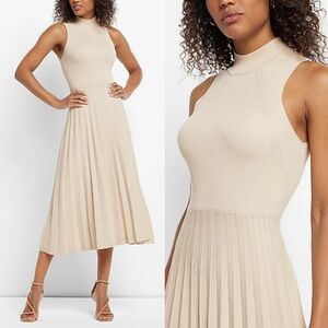 Express Sleeveless Mock Neck Pleated Midi Dress Size Medium NEW! New with tags!